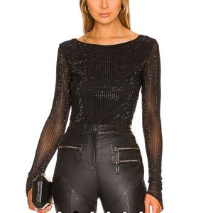 NEW OW Collection Mesha Blouse in Black Glitter
